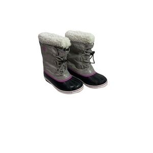 Sorel Yoot Pac Nylon WP Winter Boots In‎ Chrome Grey/Black/Pink Youth Size US 2